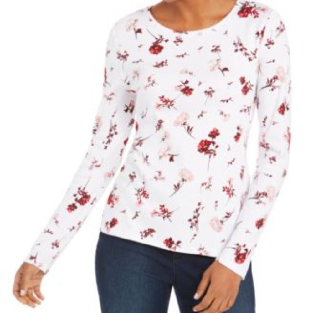 Charter Club Top M Long Sleeved Floral 683